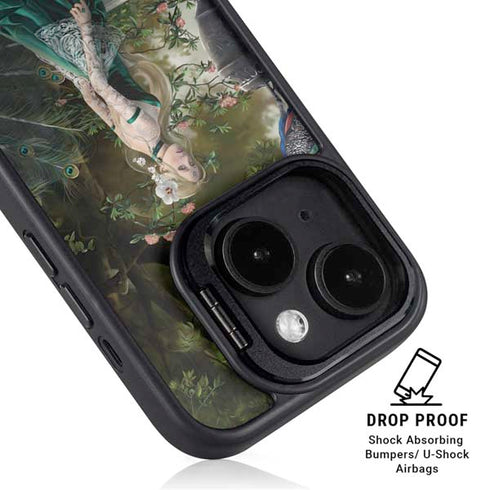 Woman with Peacocks by Nene Thomas iPhone 15 Kickstand Case